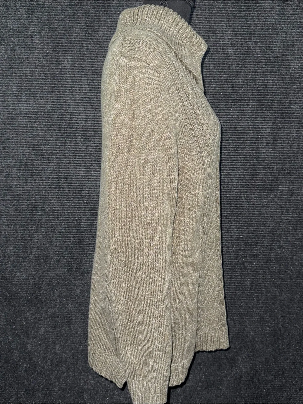TALBOTS Women's Medium Green Cable Cotton Split Cowl Neck Sweater Long Sleeves